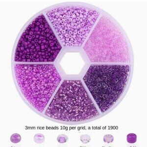 Stunning 3mm Glass Seed Beads in Purples and Pinks. Over 1,800 Pieces  Purples